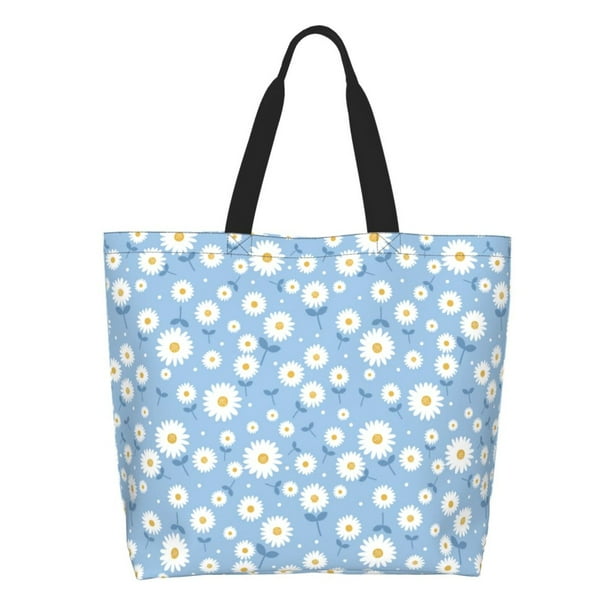 Disketp Daisies Flowers Bolsa Tote Estampada para Mujer, Bolso de Hombro y de Mano para Compras y Viajes