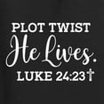 thumbnail image 5 of Wild Bobby Plot Twist He Lives Luke 24:23 Inspirational/Christian Women Graphic Long Sleeve Tee, Black, Small, 5 of 5