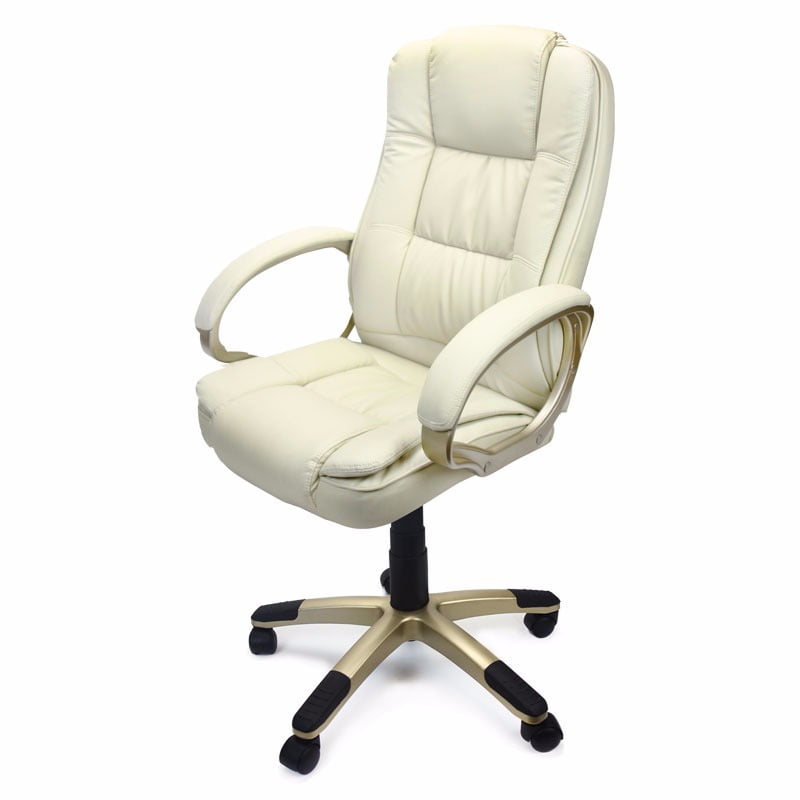 Deluxe High Back Office Chair Pu Leather Executive White Office Chair Pu Leather Executive