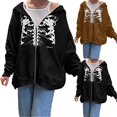 thumbnail image 3 of Womens Goth Long Sleeve Hooded Jacket Pattern Zip Up Outwear Hooded Tops, 3 of 8
