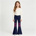 thumbnail image 2 of Tfken Children Soft Lightweight Pants Daily School Wear Girls Denim Flare Pants With Pockets Fashion Adjustable Tie Kids Classic Clothes Size 9-10 Years Blue, 2 of 4
