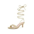 thumbnail image 3 of BLISSFUL STEP Women's Strappy Strap Lace Up Kitten Heel Sandals Gold 11, 3 of 8