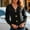 Black, variant on Women V Neck Irregular Gold Button Fitted Short Knit Cardigan Long Sleeve Slim Casual Sweater Jacket White S