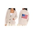 thumbnail image 3 of Flag Print Cardigan Casual Loose Long Sleeve V-Neck European and American Sweater Chunky Cardigan M, 3 of 8