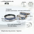 thumbnail image 2 of Adjustable size Wedding Ring Sets His And Hers Couples Women 925 Sterling Silver Blue Cz Man Titanium Wedding Bands, 2 of 8