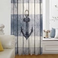 thumbnail image 6 of Navy Blue Nautical Sheer Curtains 54 Inches Long, Coastal Blue Striped Vintage Light Filering Curtains, Breathable Simi Curtain Privacy Drapes for Kitchen Bathroom Nursery Small Window Treatment, 6 of 9
