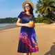 thumbnail image 4 of Disketp Cosmic Cat Psychedelic Journey para Vestido de Manga Corta para Mujeres, Vestidos de Verano para Mujeres, Casual y Holgado para la Playa, 4 of 6