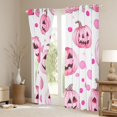 thumbnail image 3 of Homewish Watercolor Pumpkin Lantern Blackout Curtains for Girls, Polka Dot Halloween Curtains Pack of 2 (42x84 Each), Pink White, 3 of 5