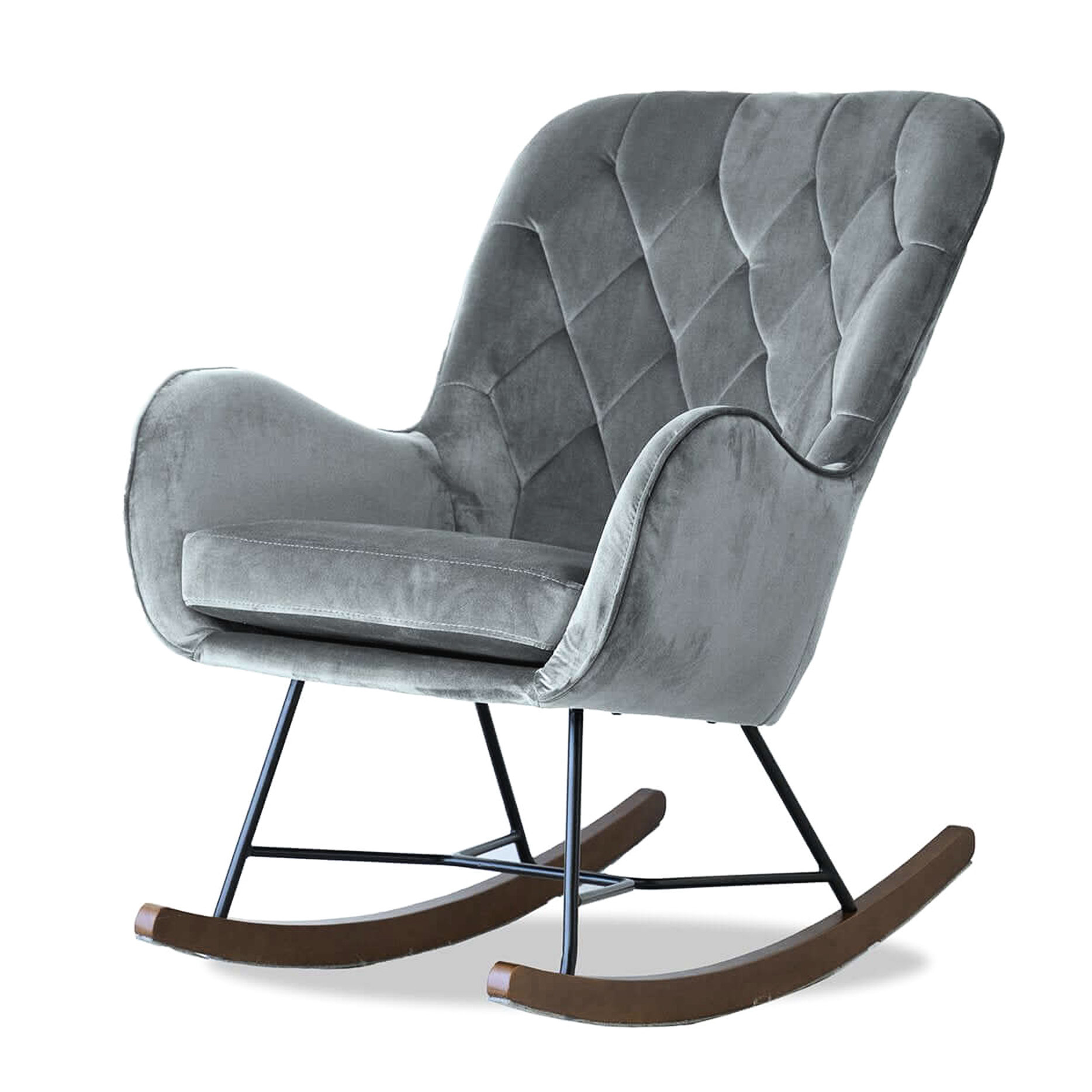 Dark Gray Solid Back Rocking Chair / Perfect for Nursery and Relaxation