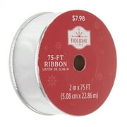 Holiday Time Silver Glitter Speckled Ribbon, 2" x 75'