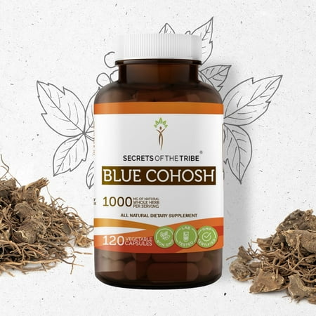 Secrets Of The Tribe Blue Cohosh Capsules Dietary Supplement, Natural Herbal Capsules for Female Wellness Support, Blue Cohosh (Caulophyllum Thalictroides) Dried Root, 120 Capsules