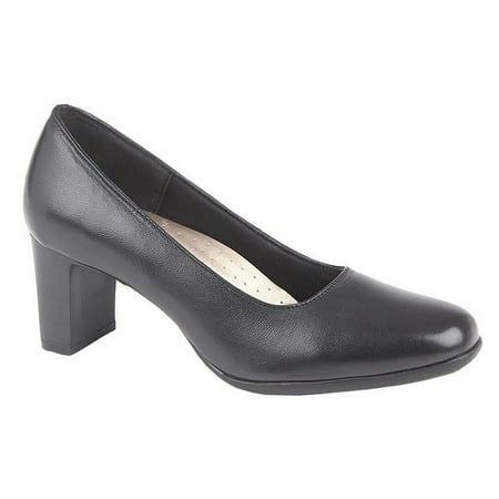 

Mod Comfys Womens Block Heel Leather Court Shoes