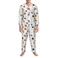 thumbnail image 3 of Naloa Rocket Planets Men’s Pajamas Set - Long Sleeve Button Down Sleep Shirt and Pajama Bottoms Sleepwear Set-Large, 3 of 7