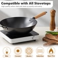 thumbnail image 2 of edx 13.5" Carbon Steel Wok Pan, Nonstick Stir-fry Pan, Pre-Seasoned Flat Bottom Chinese Wok, Compatible with Induction, BBQ & Camping Cookware, Black, 2 of 8