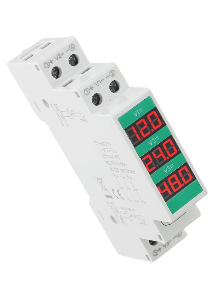 2/3Way for Din Rail Mount Voltage Meter DC11V-310V LED Digital Display Detector