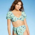 thumbnail image 2 of Sea Angel Women's Puffed Sleeve Bikini Top - Light Blue - (X-Small), 2 of 3