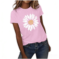 thumbnail image 2 of Ytndtr Sunflower Shirts for Women Plus Size T-shirt Flower Graphic Tees Round Neck Short Sleeved Summer Tops, 2 of 7