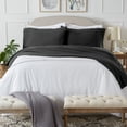 thumbnail image 2 of Great Bay Home Cotton T-Shirt Jersey Knit Flannel Sheet Set  (Twin, Charcoal), 2 of 6