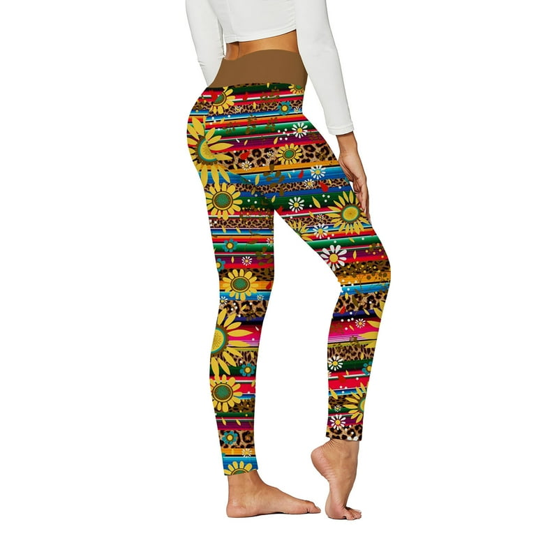 fvwitlyh Yoga Dress Pants for Women Women Tribal Style Printed Leggings  High Waisted Ice Silk Fitness Running Stretch Yoga Pant 