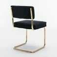 thumbnail image 5 of Furniture,Modern Dining Chairs with Corduroy Fabric,Gold Metal Base, Accent Armless Kitchen Chairs with Channel Tufting, Side Chairs, Set of 2, Black, 5 of 6