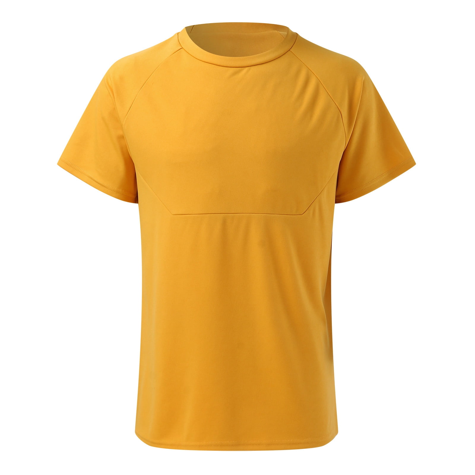 HOOMEUMY Men's Summer 2 Piece Outfit Solid Color Short Sleeve T-Shirt Shorts Set Sportswear Tracksuit Gym Jogging Suit Set Yellow L