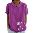 thumbnail image 2 of Teissuly Women's Casual Retro Style Casual Printed Short Sleeve Blouse V-Sleeve Blouse/Shirt, 2 of 4