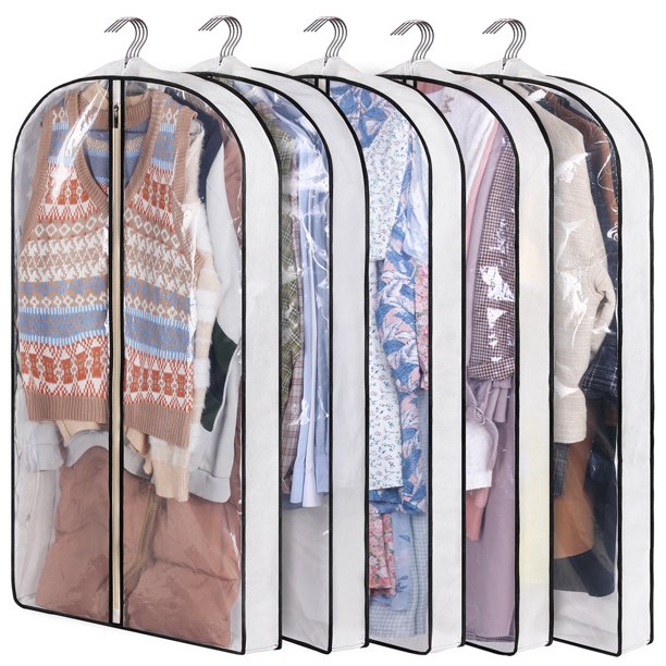 MISSLO 40" Gusseted Garment Bags for Closet Storage Travel Clear Suit