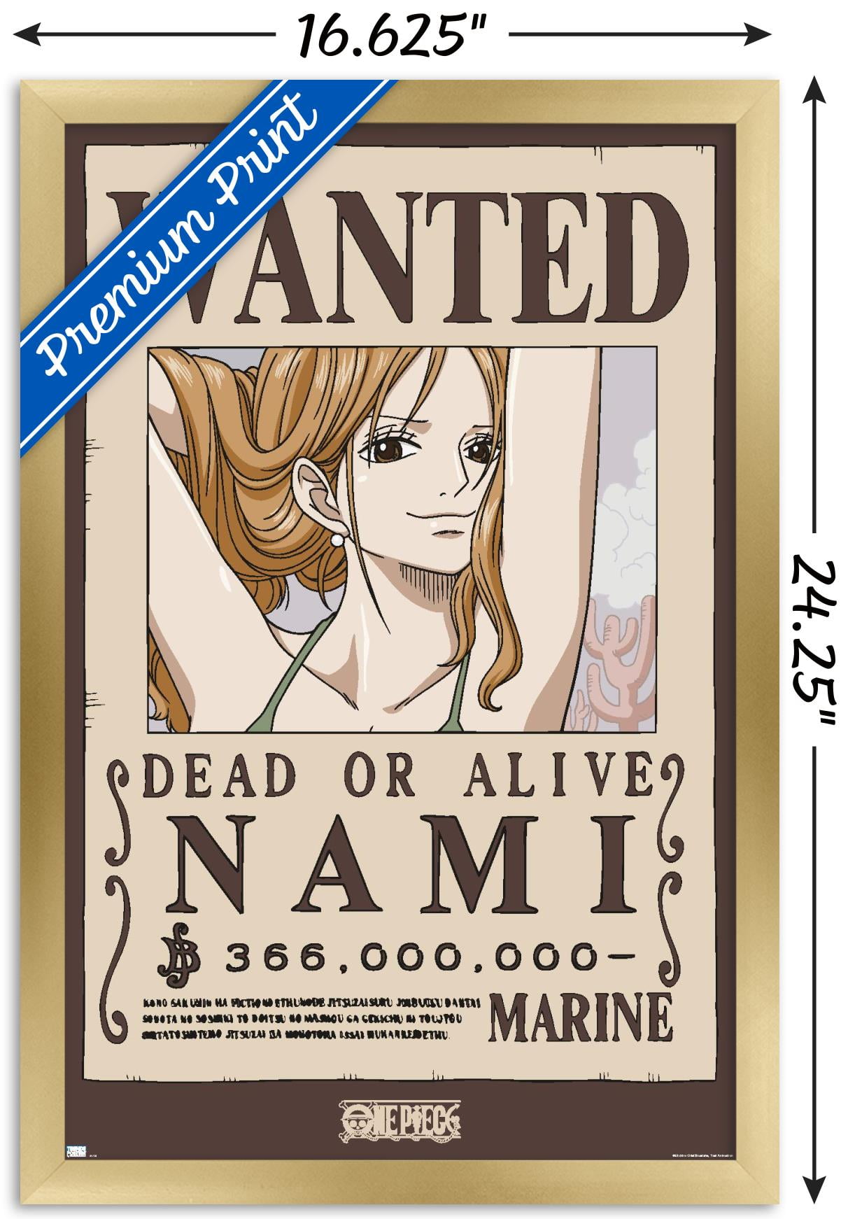 One Piece - Nami Wanted Poster Wall Poster, 14.725" x 22.375" Framed
