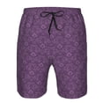 thumbnail image 3 of Balery Retro Florals Purple Traje de Baño Estilo Hawaiano para Hombre, Shorts de Secado Rápido con Bolsillos-3X-Large, 3 of 6