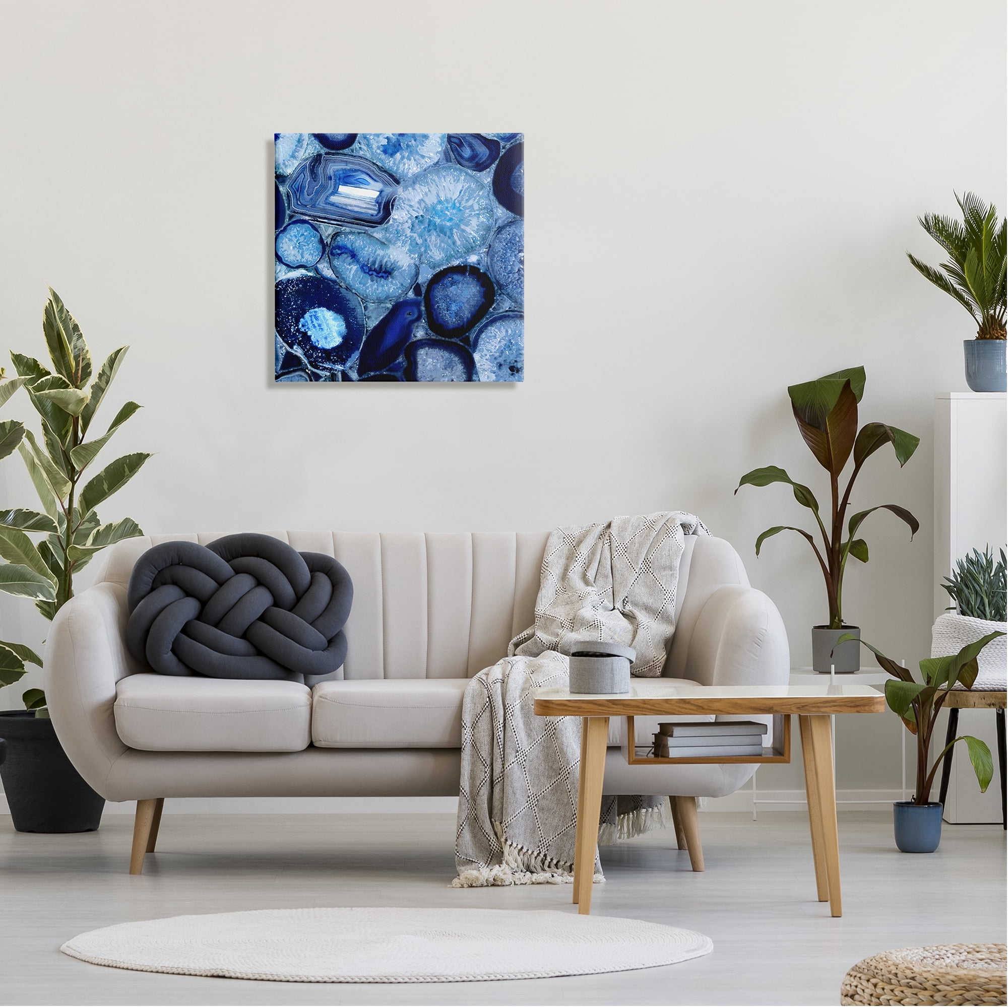 Stupell Agate In Blue Natural Geodes Abstract Painting Gallery Wrapped Canvas Print Wall Art