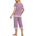 thumbnail image 5 of Cueply Womens Pajamas Sets Short Sleeve Sleepwear Top Capri Pants Casual Lounge Sets with Pockets, 5 of 5