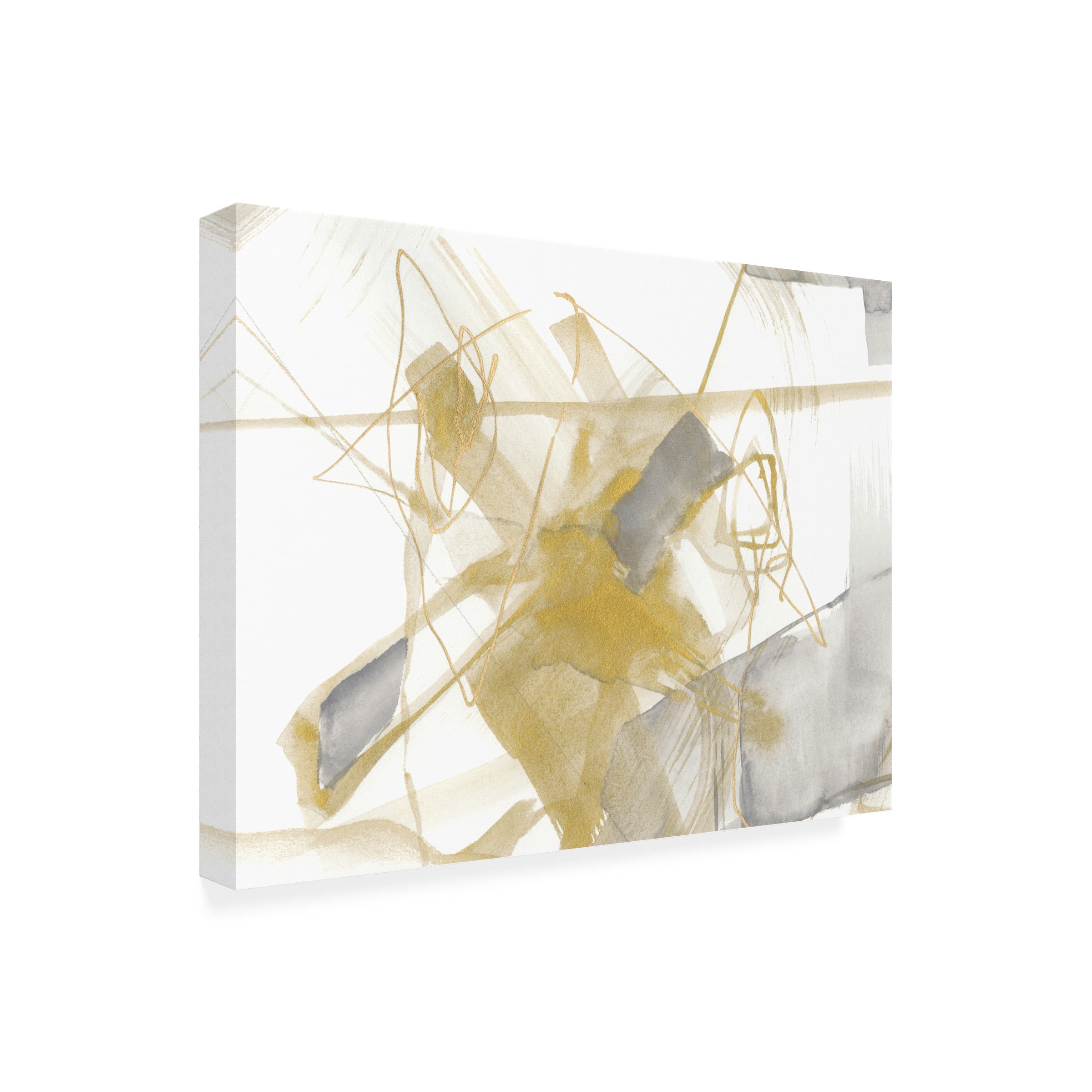 Jennifer Goldberger 'Gold & Grey Exploration V' Canvas Art