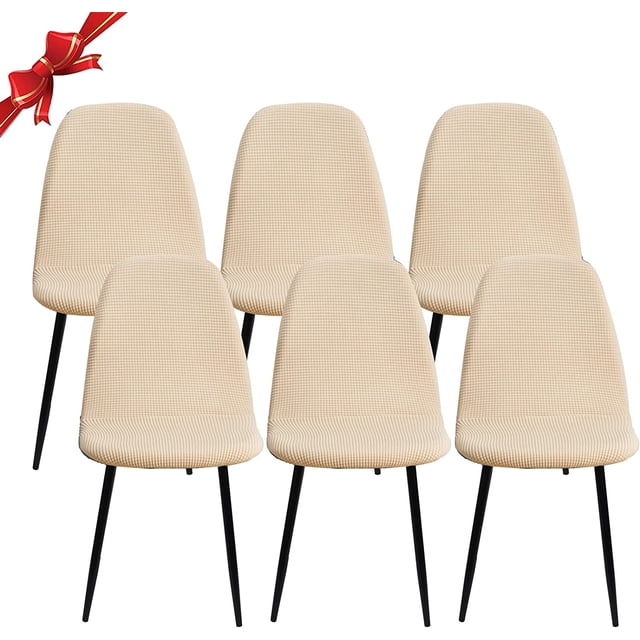 Juego de 6 fundas elásticas para sillas de comedor escandinavas, fundas elásticas universales de jacquard para decoración del hogar, color beige Rojo Verde MX-0130889FYD