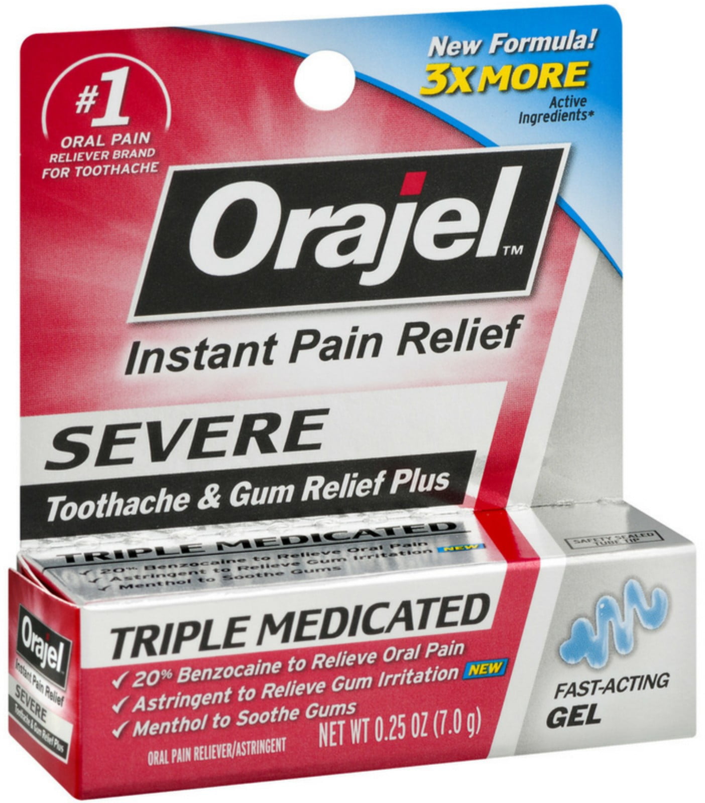 3 Pack Orajel 4X Medicated For Toothache & Gum Relief, Cooling Gel, 0