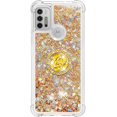 thumbnail image 2 of Motorola Moto G10 Case Moto G30 Case with Creativity Clear Quicksand Glitter Flowing Liquid Floating Soft TPU Case w/Stand Bling Diamond Sparkle Phone Cover for Motorola Moto G10  Golden, 2 of 14