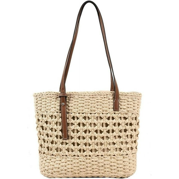 Stylish Boho Straw Tote Bag Hand-woven Purse Beach Handbag Summer Shoulder Bag With Adjustable Strap