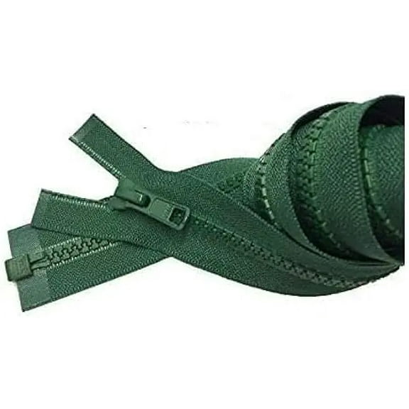 YKK #5 Molded Vislon Hunter Green Medium Weight Jacket Separating Zipper - Color: Hunter Green #295 - Made in The United States (1 Zipper Per Pack) (32" Inches)