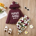 thumbnail image 2 of KIMI BEAR Pants Outfits For Toddler Baby Girls 3T Girls Fall Winter Clothing Set Letter Print Floral Hooded Long Sleeve Hoodie Pants 2PCs Set 3-4 Years, Burgundy, 2 of 8
