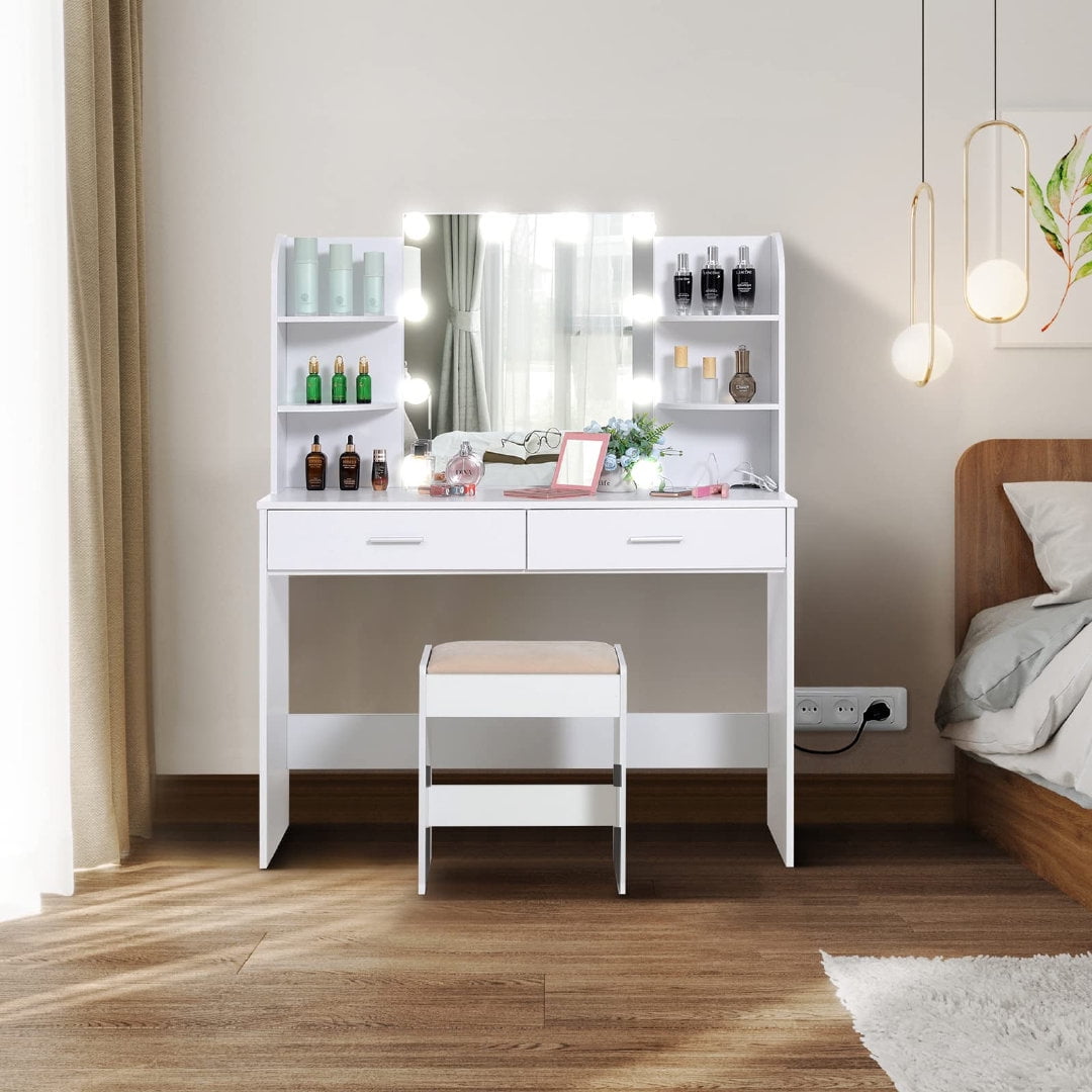 💄✨ New VANITY Makeup Dresser, Mirror & Floating Shelves 💲39