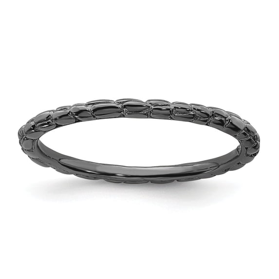 925 Sterling Silver Stackable Black-plated Twisted Ring Eternity Band Size 10