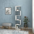 thumbnail image 3 of Ada Home Decor 5 Shelf Bookcase Multiple Tier Open Corner Shelf Modern Book Shelves, Ancient White, 3 of 7