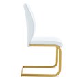 thumbnail image 6 of Llinc Store Set of 4 White PU Simple Arch Dining Chair High Resilience Chairs with Arched Metal Gold Leg, 6 of 9