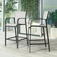 thumbnail image 3 of Nuu Garden 2-Piece Textilene High Bar Stools with All-Weather Powder-Coated Iron Frame, Comfortable Back and Footrest, Curved Armrests, for Patio Deck Sunroom Garden, Gray, 3 of 10