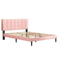 thumbnail image 6 of Unizone Queen Bed Frame with Upholstered Headboard, Button Tufted Design, Pink, Velvet, 6 of 12