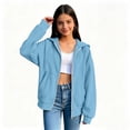 thumbnail image 4 of Girls Hooded Jacket Solid Color Zip Up Hooded Jacket Long Sleeve Ribbed Cuff Casual Outerwear Tops Daily Leisure Coat for Girls with Pockets, 4 of 9