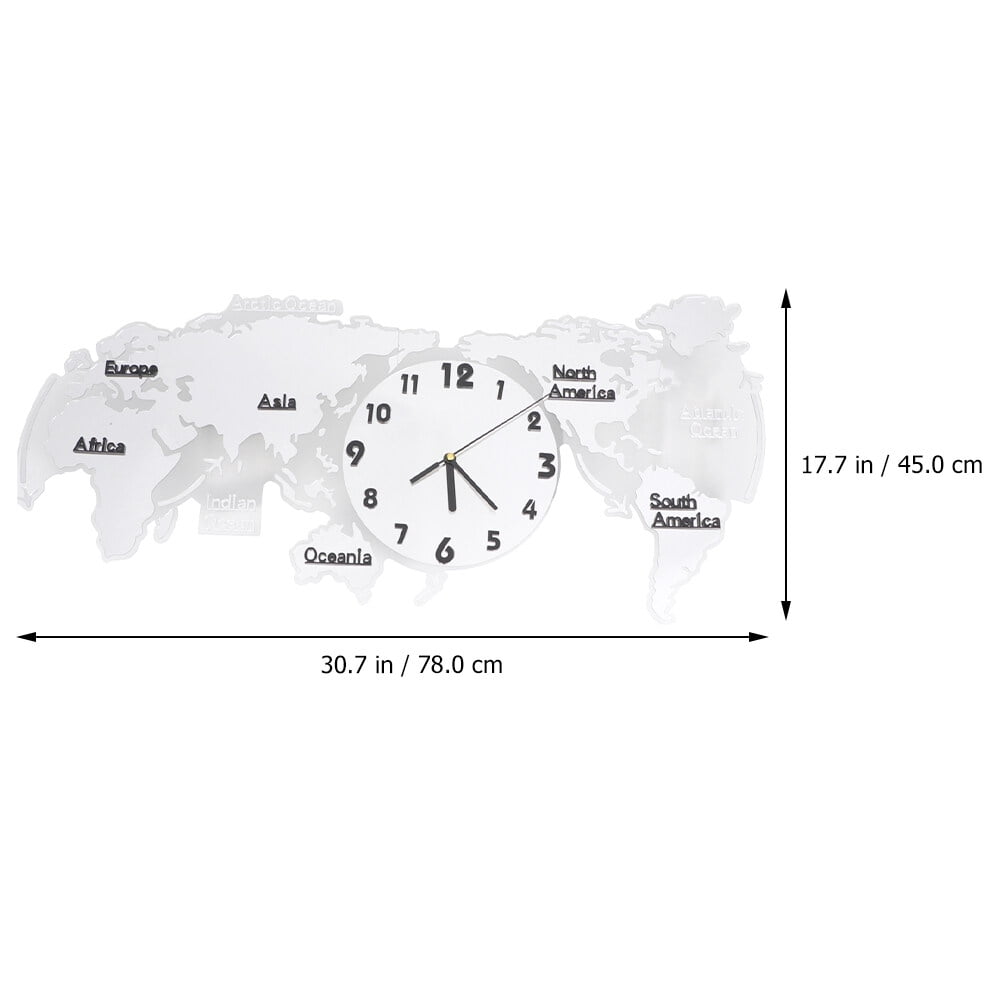 World Time Wall Clock World Map Home Decorative Silent Clock Art Decoration