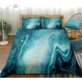 thumbnail image 1 of Move Over Marble Bedding Sets King Teal Marble Textured Duvet Cover Set Marble Pattern Microfiber No Filling, 1 of 6