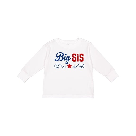 Inktastic Big Sis Patriotic Sister Girls Long Sleeve Toddler T-Shirt