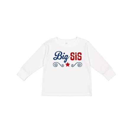 

Inktastic Big Sis Patriotic Sister Girls Long Sleeve Toddler T-Shirt