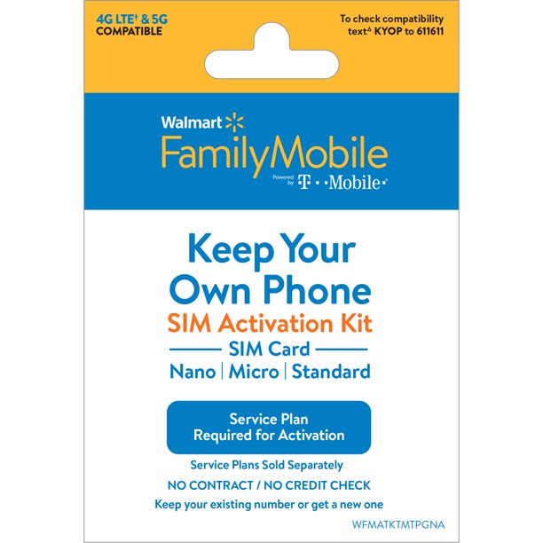 Machtigen De controle krijgen kleuring Walmart Family Mobile Keep Your Own Phone SIM Kit - T-Mobile GSM Compatible  - Walmart.com